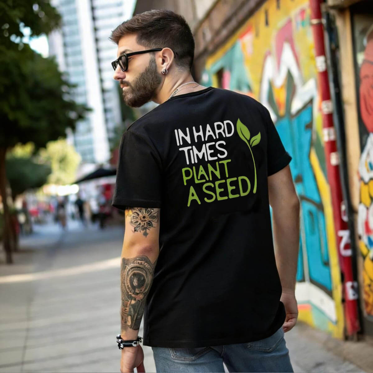 tshirt In hard times plant a seed + 3 semi da collezione
