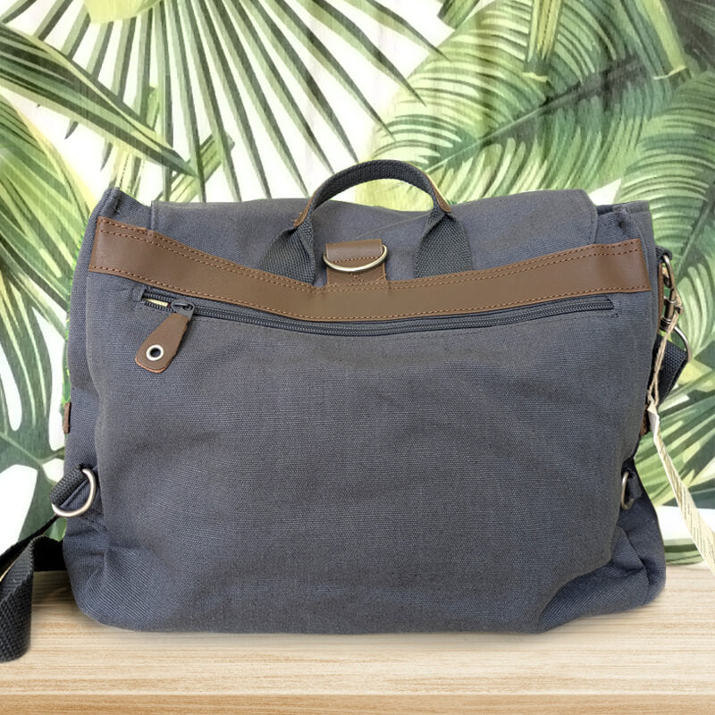Borsa cartella tracolla in tessuto di canapa con tasche Pure