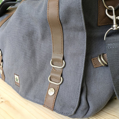 borsa tracolla in tessuto di canapa con tasche