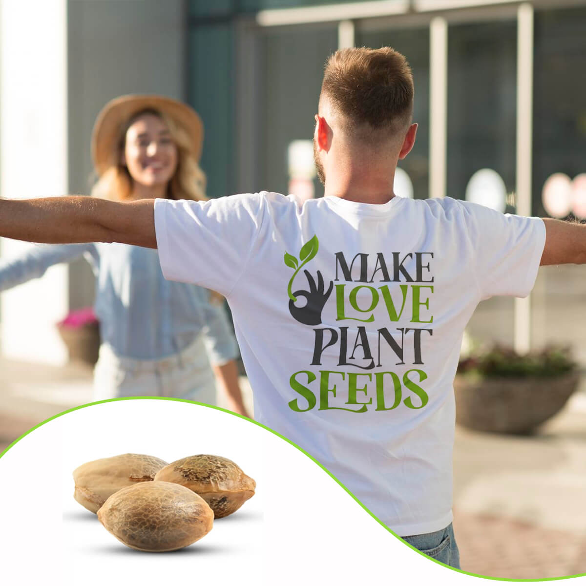 semi di cannabis tshirt make love plant seeds